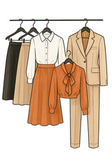 Stylish clothes on hangers in a modern wardrobe for seasonal fashion choices