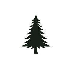 Fir tree silhouette icon on white background