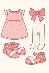 Cute pink dress and accessories for young girls' summer outfits
