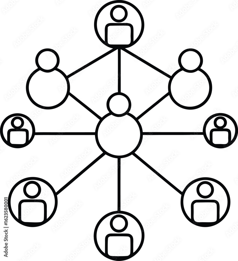 Aufkleber network of people connected in a hierarchical structure