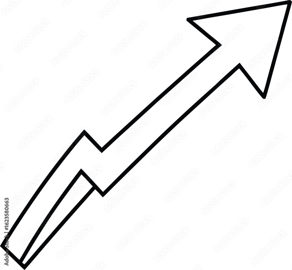 Poster upward trend arrow with a zigzag pattern