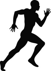 Runner silhouette dynamic sprinting action