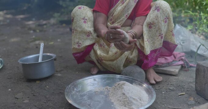 Grandma Making Jwari Flour Bhakri