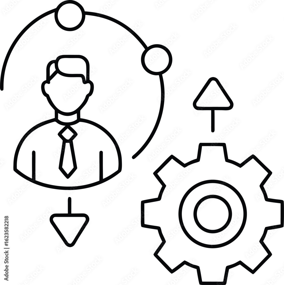 Poster business process management and workflow optimization icon
