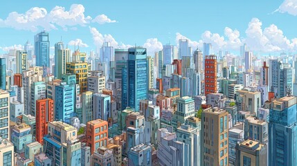 Naklejka premium Cityscape: Urban Skyline Illustration