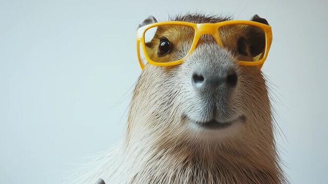 Capybara thumbs up with sunglasses.
