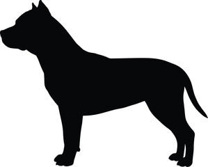 Pitbull silhouette strong dog profile isolated black
