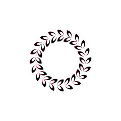  Heart Leaf Circle Frame – Minimal Romantic Mandala Design 