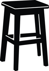 Black wooden bar stool silhouette
