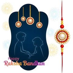 Illustration for raksha bandhan featuring a brother and sister with decorative rakhi elements