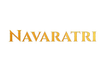 Golden Navaratri Title PNG with Transparent Background