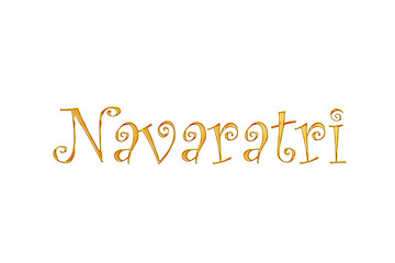 Golden Navaratri Title PNG with Transparent Background