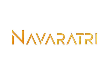 Golden Navaratri Title PNG with Transparent Background