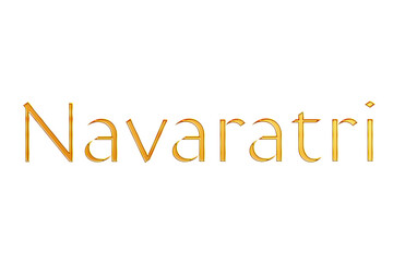 Golden Navaratri Title PNG with Transparent Background
