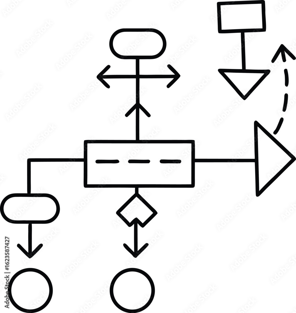 Aufkleber abstract diagram with flowchart elements and arrows