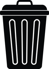 Black silhouette trash can icon