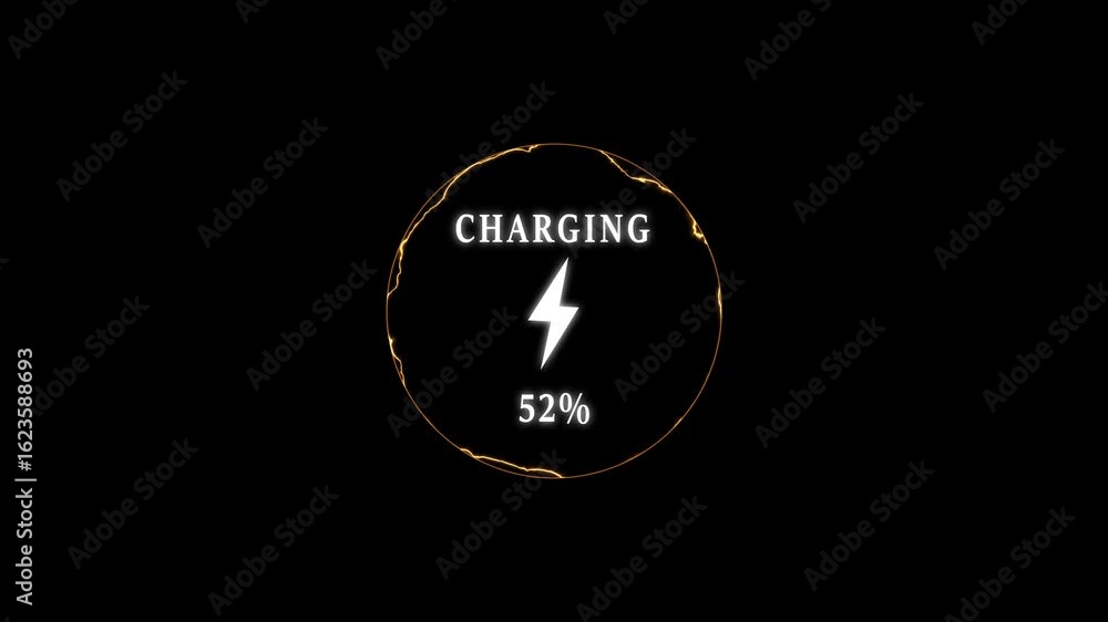 Poster charging animation of neon light glowing circle frame background animation .neon looping animation 4