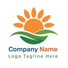 Sun and wave logo concept for wellness and eco company branding Vector illustration