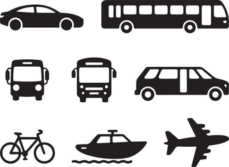 Transport Silhouette Icons for Mobility & Travel Projects