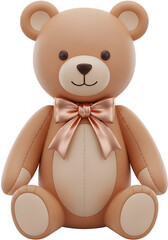 Cute teddy bear with a bow tie sitting on a white background  isolate  Isolated on Transparent Background