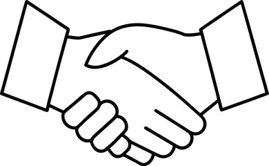 Simple line art icon of two hands shaking in agreement