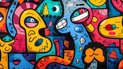 Obraz premium Colorful Abstract Graffiti Mural Urban Street Art Background