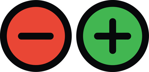 Obraz premium Plus minus icons positive negative symbols