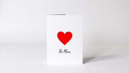 Red heart card on white background for Valentine’s Day  