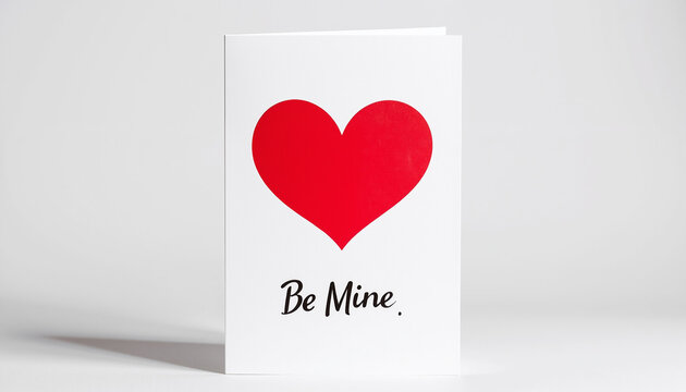 Red heart card with "Be Mine" phrase representing Valentine’s Day - Powered by Adobe