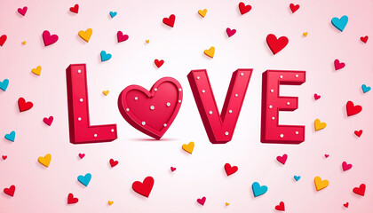 Colorful love letters surrounded by hearts for Valentine’s Day  