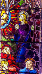 Colorful Jesus Gethsemane Stained Glass St Andrew Cathedral Honolulu Hawaii