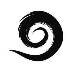 Ink Brush Swirl In Perfect Loop With Textured Edge