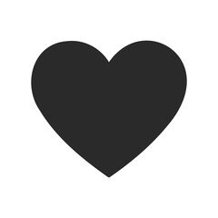 Black heart icon on white background: minimalist symbol of love and emotion