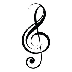 Obraz premium Modern Abstract Line Art Treble Clef With Swirl Pattern