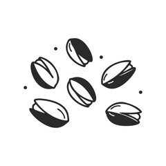 Fototapeta premium Black and white illustration of pistachio nuts on white background