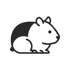 Fototapeta premium Simple black and white hamster icon design on white background