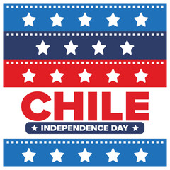 Chile Independence Day. Happy national holiday Fiestas Patrias. Freedom day. Celebrate annual in September 18. Chile flag. Patriotic chilean design. Poster, card, banner, template, background. Vector