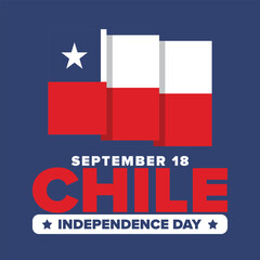 Chile Independence Day. Happy national holiday Fiestas Patrias. Freedom day. Celebrate annual in September 18. Chile flag. Patriotic chilean design. Poster, card, banner, template, background. Vector