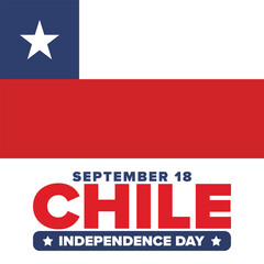 Chile Independence Day. Happy national holiday Fiestas Patrias. Freedom day. Celebrate annual in September 18. Chile flag. Patriotic chilean design. Poster, card, banner, template, background. Vector