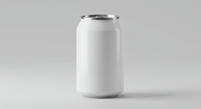 White aluminum beverage can isolated on white background, perfect for product mockups and branding
