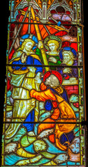 Colorful Doubting Thomas Stained Glass St Andrew Cathedral Honolulu Hawaii