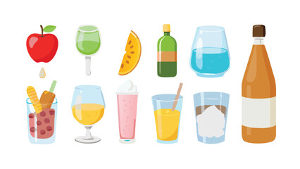 Collection of refreshing drinks and beverages