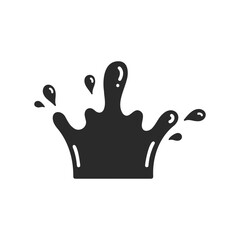 Obraz premium Black splash silhouette with droplets on white background