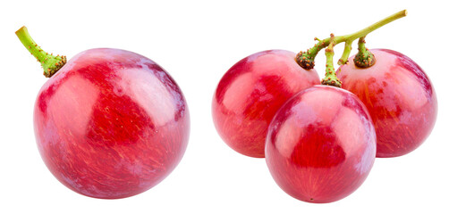 group of red grapes isolated on white background