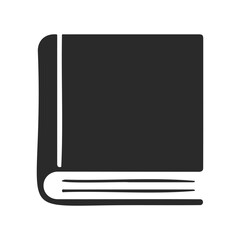 Black silhouette of a closed book on white background