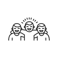 Obraz premium Outline of three smiling friends with arms around each other
