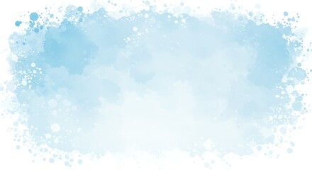 Soft light blue watercolor splash texture with a white background and subtle paint splatter edges