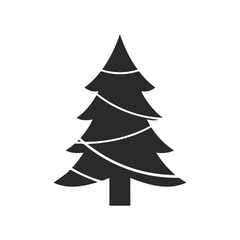 Obraz premium Simple black christmas tree icon with stylized design on white background