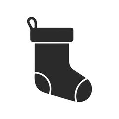 Black christmas stocking silhouette icon on white background