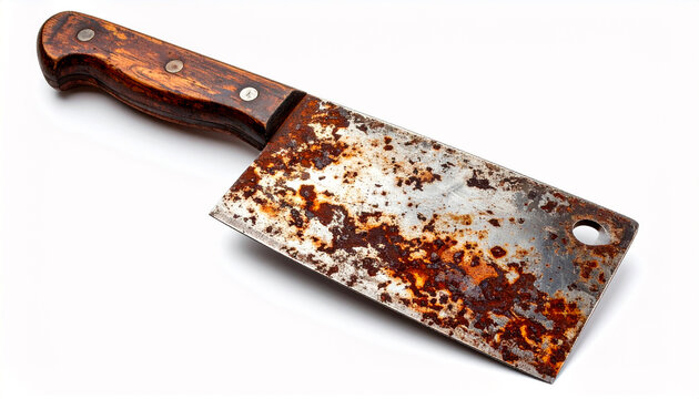 an old rusty knife on white background